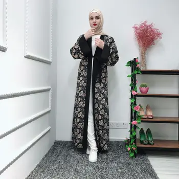 Modesto Oriente Médio Muçulmano Abaya Mulheres Jibab Quimono Caftan Túnica Longa de Vestuário Islâmico Elbise Arabian Hijab Vestido Lace-up Jubah