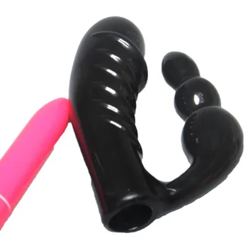 Triplo vibração duplo dong massagem de próstata plug anal masturbador os Brinquedos Sexuais para a mulher Vibrador Orgasmo C G-spot anal beads