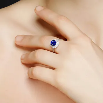 Jellystory Clássico 925 Anéis de Prata com a Forma Geométrica de Safira Azul de Zircão pedra preciosa Abrir o Anel para as Mulheres do Partido Presentes de Jóias