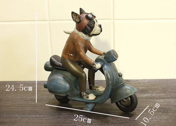 [MGT] Bonito resina de bulldog francês cão estátua decoração da casa do artesanato de resina animal escultura/ cão motocicleta estatueta decorações