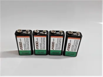 4pcs/monte 2000mAh bateria 9V recarregável bateria de 9 volts bateria de Ni-MH para Microfone