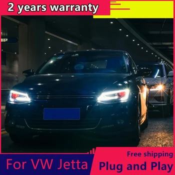KOWELL Estilo Carro Para a VW Jetta 2012-2017 cabeça do DIODO emissor de luz do Farol DRL Lente de Duplo Feixe H7 HID Xenon bi xenon lente