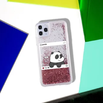 Desenho animado do Urso Instagram Quadro de Brilho Líquido Real Glitter Caso de Telefone Fundas Capa para iPhone 11 X XR XS Max Pro 7 8 7Plus 8Plus 6