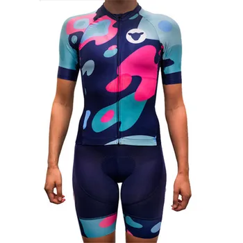 OVELHA NEGRA de ciclismo de vestuário das mulheres roxo camisa de manga curta terno ciclo de desgaste conjuntos de roupa ciclismo feminino mtb bicicleta de estrada de roupas
