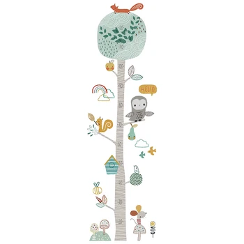 Cartoon Altura Régua Adesivos de Parede Animal Árvore para Quarto de Crianças, Quarto de Decoração Adesivos de Parede Bebê do Berçário Casa, Decoração de Murais