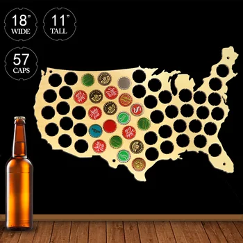 EUA Patriótica de Madeira de Cerveja Cap Mapas Garrafa de Cerveja Caps Mapa dos EUA Placa de vídeo Placa Decorativa Arte de Parede Decoração Para Cap Colecionadores