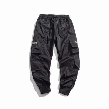 Multi-bolso Streetwear Casual, Calça com Calça de Hip Hop Slim Fit Calças Bolso do sexo Masculino 2020 Homens Corredores de Calças Cargo