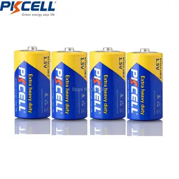 4PCS PKCELL de Zinco Carbono Bateria R14P UM2 C Tamanho de 1,5 V Super Pesados Seco Bateria Para Câmera Rádio Brinquedo