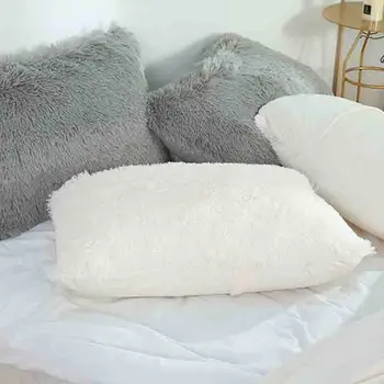 Fofo de Pelúcia fronha 50x70cm de Luxo Cabelos Longos Casa Cama para Dormir a Fronha Jogar a Almofada Travesseiro Capa de Inverno Quente