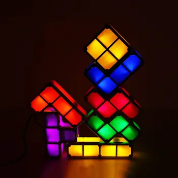 Bebê Luz da Noite DIY Tetris Quebra-Luzes Empilhável Cubo Novidade Brinquedo de Cabeceira Colorida de LED Lâmpada de Decoração de Crianças' s de Presente