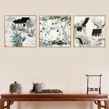 Wu Guanzhong Ponte Abstrato Moderno Preto Branco Chinês Tinta Pinturas Em Tela, Paisagem Impressão De Cartaz Parede Da Sala De Estar Presentes De Arte