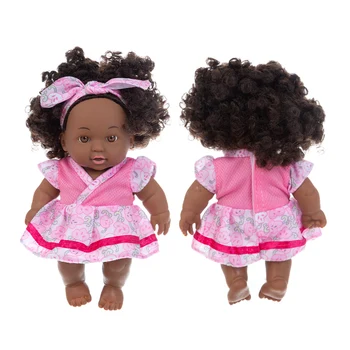 Negro da áfrica do bebê reborn nasceu bonito cacheado preto boneca 20cm esmalte bebê de brinquedo Para o bebê de presente de aniversário