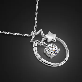 De alta qualidade a marca de moda jóias sólida prata 925 5A zircão estrelas colar pingente charme de mulher corrente de prata esterlina de presente