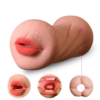 Brinquedos sexuais para os Homens Reais da Vagina Artificial, Oral, Dupla Cabeça de Buceta de Brinquedo do Sexo Masculino Masturbadores Copa Massagem Adulto Masculino Buceta Oral brinquedos