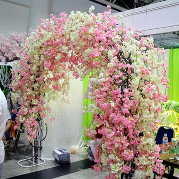 160 cabeças de seda cerejeira em flor de seda buquê de flores artificiais artificial flor de cereja árvore para decoração de casa para a decoração do casamento de DIY