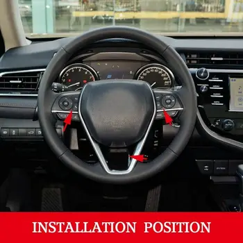 3PCs Carro Vermelho Cobertura de Volante Decoração de Kit de corte para a Toyota Camry 2018 2019