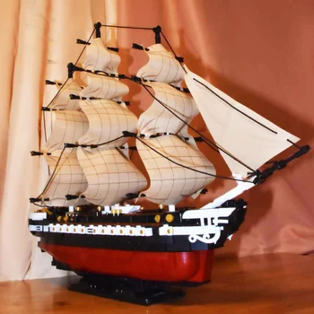 A idéia da série Pirata Navio de Vela Blocos de Construção Old Ironsides Barco do navio USS Constitution Tijolos de Construção de Brinquedos de Presente de Natal