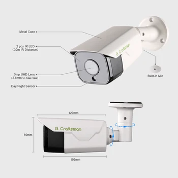 XMeye Z 5MP Câmera IP POE SONY IMX335 Face de Áudio Impermeável Exterior de Visão Noturna Infravermelha Onvif CCTV de Vigilância de Vídeo de Segurança