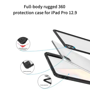 IP68 Waterproof a caixa da Tabuleta Para o iPad Pro 12.9 2020 Tampa à prova de Choque Total Protetor de caixa da Tabuleta Para o iPad Pro 11