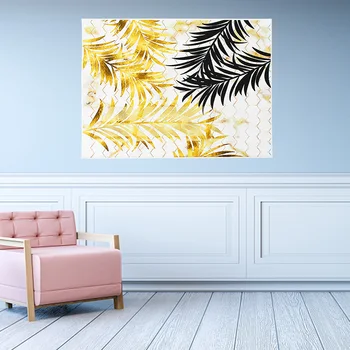 50*70 cm Resumo de Ouro de Folhas de Planta Padrão de Imagem de Parede do Poster de Estilo Moderno com Tela de Pintura Corredor Decoração Sala de estar