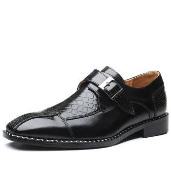 2020 Homens Sapatos de Fivela de Negócios Skyle Oxfords Formal de Calçados de Couro Elegante do Casamento Sapatos de Tamanho Grande