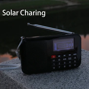 Solar Portátil FM Bolso Rádio alto-Falante Leitor de Música com a Lanterna,Sleep Timer, o Apoio TF Cartão