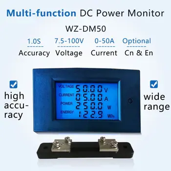 50A/20A/100A DC 7.5-100V LCD Digital Voltímetro Amperímetro Wattmeter de Energia Medidor de Volt kwh Watt Amplificador