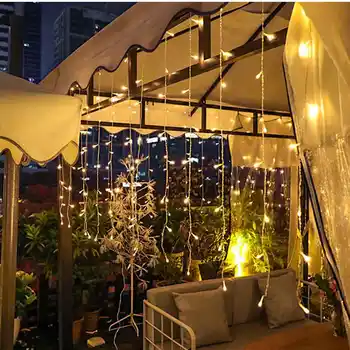 3.5 m 2x2m 3x2m 3x3m Férias Festival Cortina de Casamento Luzes da corda LED Strip bar de gelo lâmpada de Guirlandas para o PARTIDO de FADAS de NATAL NOVO