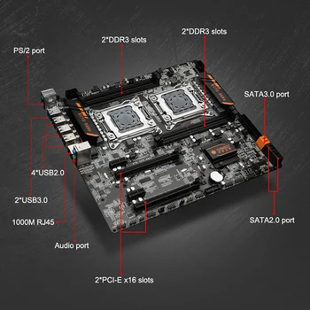 Placa-mãe Combinação HUANANZHI CPU Dual X79 Desktop placa-Mãe CPU Dual Intel Xeon E5 2670 C2 2.6 GHz com Coolers 32G RAM REG ECC