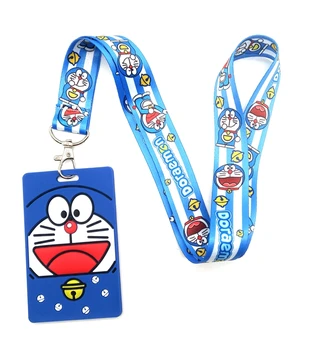 5 pcs Doraemon dos desenhos animados Alça de Pescoço de Barramento de Placa de IDENTIFICAÇÃO de Portadores de Identidade, Crachá Cordão