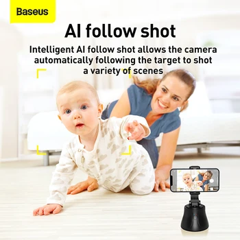 Baseus Smart Bluetooth Selfie Vara De 360° de Rotação Al Seguintes Tiro a Cabeça do Tripé Auto Face de Rastreamento de objetos Mãos-Tiro livre