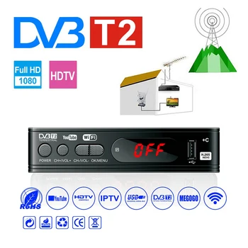 Receptor De Tv Por Satélite, Sintonizador Dvb T2 Usb2.0 1080P Full-HD Dvb-t2 Sintonizador de TV Caixa de Dvbt2 Antena Incorporada no Manual inglês