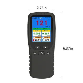 2020 8 Em 1 Qualidade do Ar Detector de COVT Formaldeído HCHO Monitor de Faixas de PM2.5 PM1.0 PM10 de Temperatura e Umidade Casa de Gás Testador