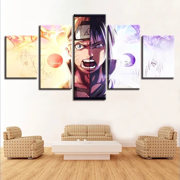 Arte de parede Modular do Quadro da Pintura 5 Peças Anime Personagem de desenho animado Naruto Poster HD de Impressão Decoração de Sala de estar de Lona Imagem