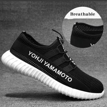 Homens sapatos 2019 Nova Confortável, Respirável, Sapatos de Segurança Homens Leve de Verão Anti Esmagamento Piercing Trabalho Sandálias Única Malha