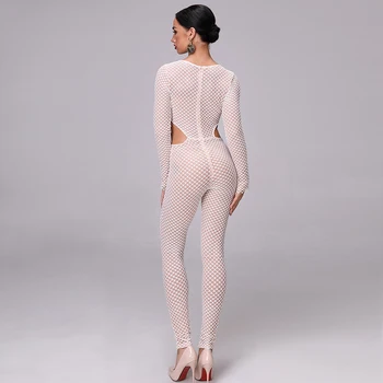 Mulher Brilhante Perspectiva Bodysuit Khloe Kardashian Inspiração Transparente Cintura Buraco Hollow Apertada Malha Integral Malha Meias