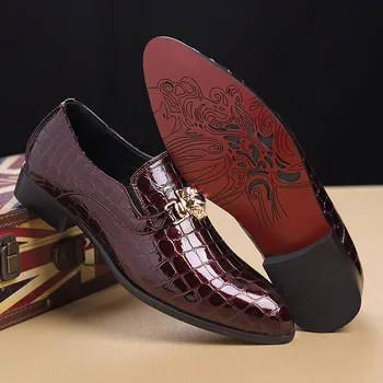 AlexBu de Negócios de Moda do Vestido de Calçados masculinos Nova Marca de Couro Clássico Sapato Homens italianos Formal de Oxford, Sapatos de Couro de Luxo de Escorregar No