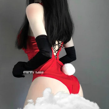 Japonês coelhinha Sexy Anime Cosplay Fantasia de Coelho Bodysuit Roupa Erótica para a Mulher Envolto Peito Doce de Presente para a Namorada