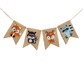 Animal da selva banner Pennant Floresta Fox Esquilo Veado Raccoon Garland Cia para o Banho do Bebé Crianças Decorações de Festa de Aniversário
