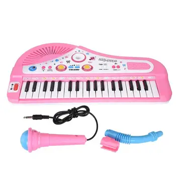 Bonito-de-Rosa 37-chave teclado com Microfone Musical Eletrônico Digital exigível Bebê Música de piano de Aprendizagem Educativos Brinquedos