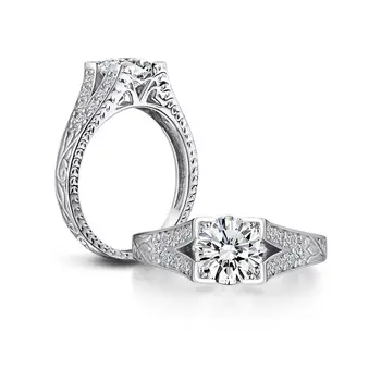 Wong Chuva De Luxo 925 Silver Criado Moissanite Diamantes Pedra Preciosa De Casamento Noivado De Diamantes De Finas Jóias Anéis