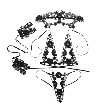 Mulheres De Lingerie Sexy Flor Do Laço Push-Up Transparente, Conjunto De Sutiã Vermelho Underwear Bras & G-String Íntimos Pijamas Plus Size Bralette