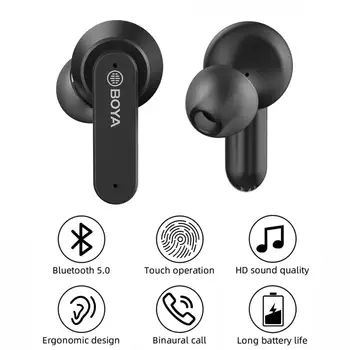 BOYA POR-AP4 TWS Fones de ouvido Bluetooth 5.0 Verdadeiro sem Fio do Fone de ouvido Estéreo de Carregamento QI Caso 6H Recreio in-Ear Fone de ouvido para Smartphone