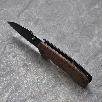 Damasco Titânio canivete pequeno punho de madeira Acampamento faca ferramenta portátil a faca de caça de sobrevivência folding faca EDC Ferramenta