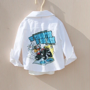 A moda Meninos Camisas de Outono Tops de Manga Longa, Vire para baixo de Gola Cartoon Roupas Letra Imprimir Camisa Branca para Crianças de Roupas para Adolescentes