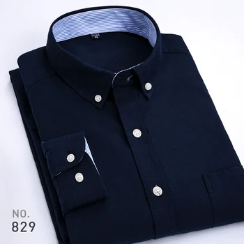 2018 Outono Nova Camisa dos Homens do Clássico Business Casual Algodão Camisa de Oxford Masculino de Algodão de Manga Longa Listrada Camisa Xadrez Vestido de Camisa