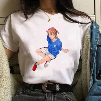 Yarichin B do Clube Gráfico de Impressão de T-shirt das Mulheres Harajuku Estética Cumes Brancos Tshirt Japão Anime Y2k Kpop Casual Feminina T-Shirt
