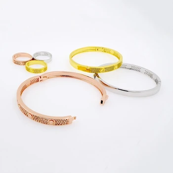 Três cores de Pulseira marca de luxo Pulseira Clássica do mão feita de cobre pulseira com anel Unissex Pulseira de Jóias de Moda