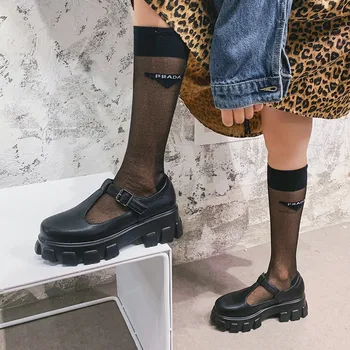 Estilo japonês JK Sapatos Lolita Adolescentes Plataforma Flatform Trepadeiras Plana Sapatos para Mulheres Senhora T-Fivela da Correia Chunky Calcanhar Sapatos