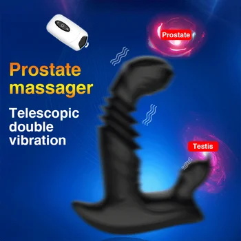Vibração Masculina Massageador De Próstata Remoto Sem Fio Anal Vibrador Para Homens Plug Anal Automáticas Telescópicas Plug Anal Sexo Anal Brinquedo